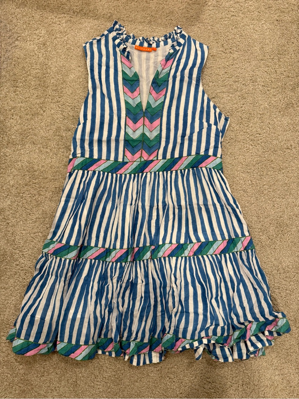 Oliphant Yoke Blue & White Striped Summer Dress size XL